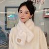 Winter Women Plush Scarf Soft Faux Rabbit Fur Snood Scarves Solid Color Neck Collar Cartoon Bear Girl Neckerchief Warmer Stuff