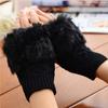 Варежки без пальцев перчатки для женщин дамы зимние длина запястья теплые удобные меховые 1 пара вязаные