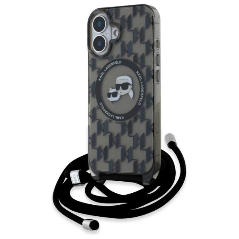Karl Lagerfeld Iml Crossbody Monogram Karl & Choupette Head Magsafe - Etui Iphone 16 (Czarny)