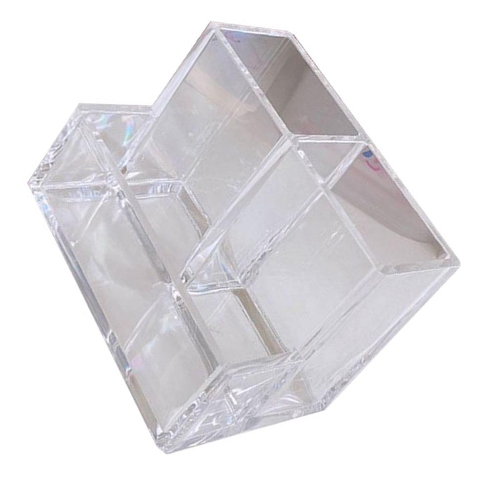 Space Saving Clear Pencil Organizer Cup 3 Compartments Transparent Pen Holder Countertop Desk