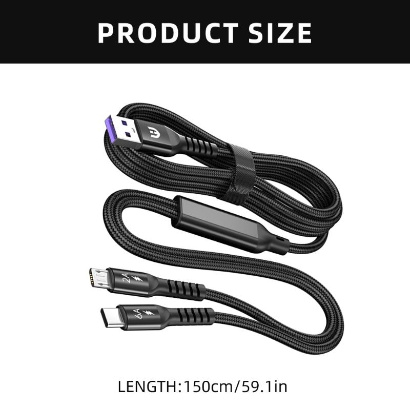 USB на USB 5-контактный и Type C Кабель для передачи данных Шнур для быстрой зарядки для Наушников, Игровых Консолей, Телефонов 150 см Черный
