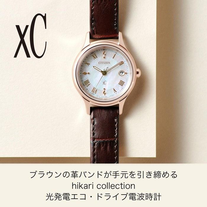 [CITIZEN] xC ES9497-02D Радиочасы, Женские, Кожаные, Белый Перламутр, 10. Сакура Пинк