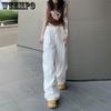 WTEMPO Women's Straight Cargo Pants High Waist American Streetwear Vintage Pants Chic Design Casual Ladies Wide Leg Cargo Trousers