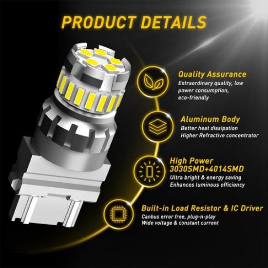 AUXITO Pair 3157 4114 SMD 4157 LED DRL Daytime Driving Running Light White Bulbs