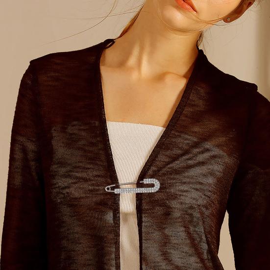 Женская брошь-булавка, зажим для свитера/шали, со стразами, безопасная булавка, зажим для платья/рубашки, брошь для кардиганов/шарфов