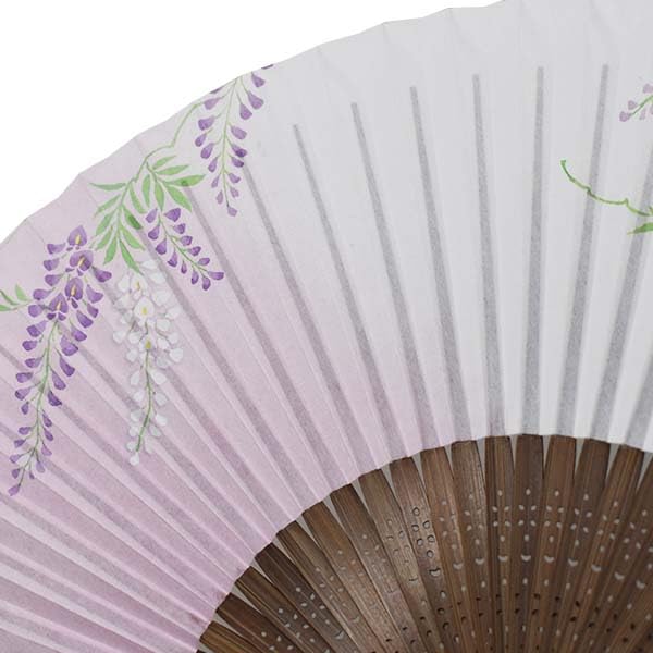 Kimono Folding Carved Karaki Wisteria Pink [Stylish Iroha] Women's Fan, Scented, Wood, Design,