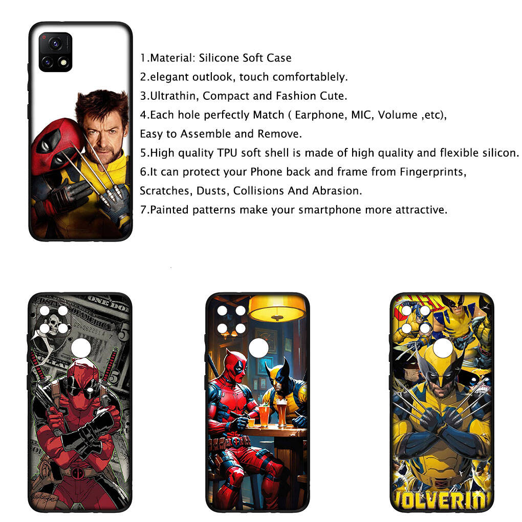 Чехол для iPhone 17 16 15 Xiaomi Poco Redmi Note 14 13 12 11 Pro Max 9 16e Samsung Galaxy S25 S24 S23 OPPO Huawei Росомаха Аниме Дэдпул Чехол для телефона