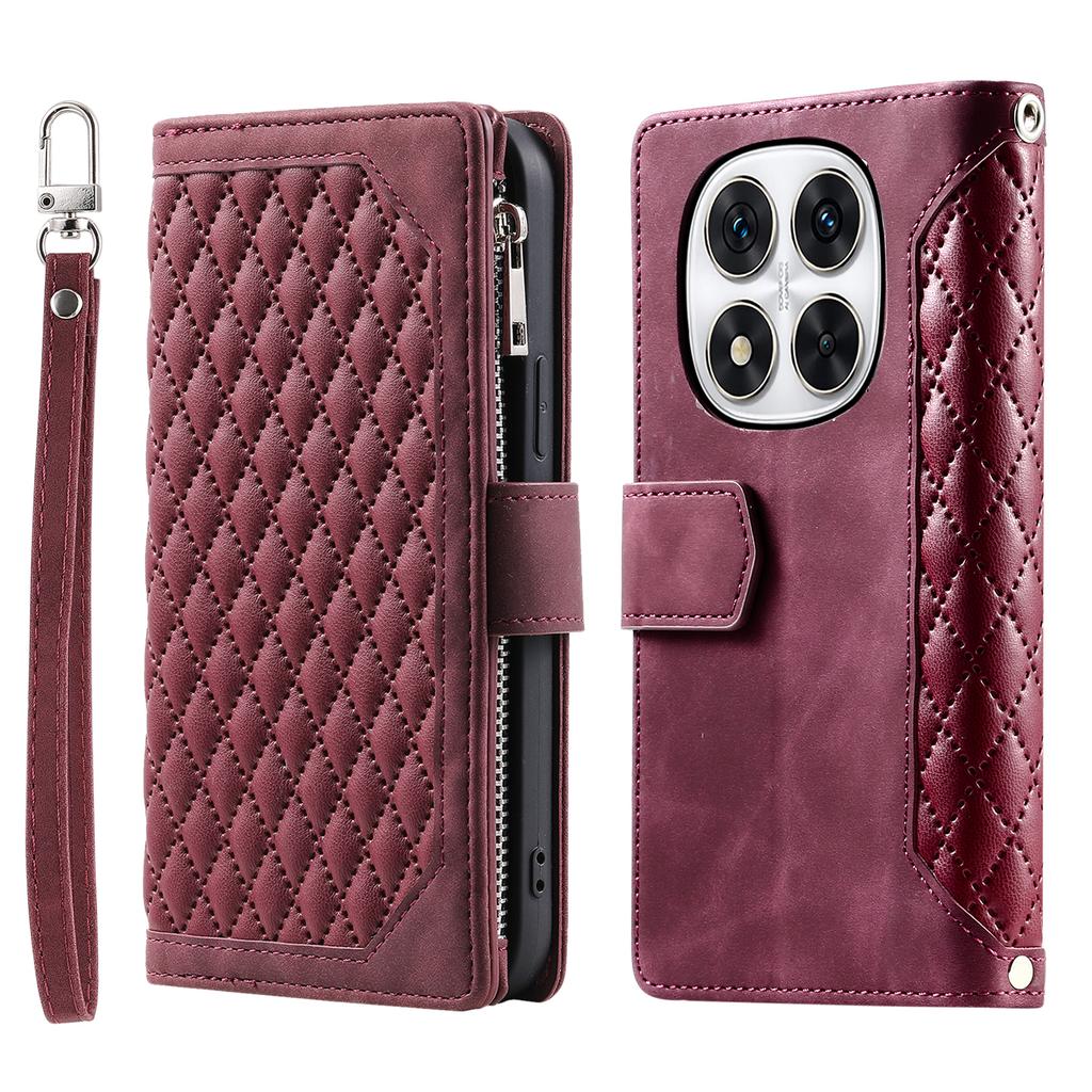 Стиль 005 Для Xiaomi Redmi Note 14 Pro+ 5G/14 Pro 5G/Poco X7 5G Чехол-кошелек Ромбовидная строчка Искусственная кожа Чехол для телефона
