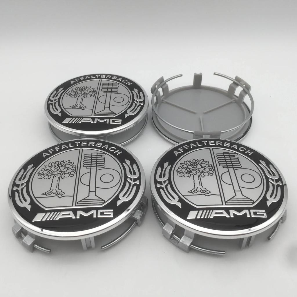 For Mercedes Benz 4pcs 3D 75mm For Mercedes Benz AMG Car emblem Wheel hub Center Cap Badge covers sticker Decals Styling accesso