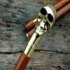 Designer Brass Skull Head Handle Vintage Style Fordable Wooden Walking Stick NEW