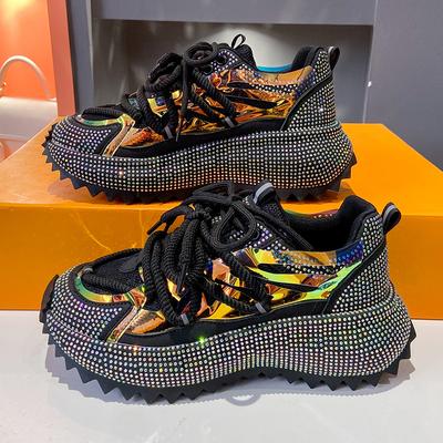 Женская обувь со стразами, женские кроссовки со стразами, дышащие, роскошные, дизайнерские, повседневные, с толстой подошвой, для папы, обувь Zapatos Mujer 2024