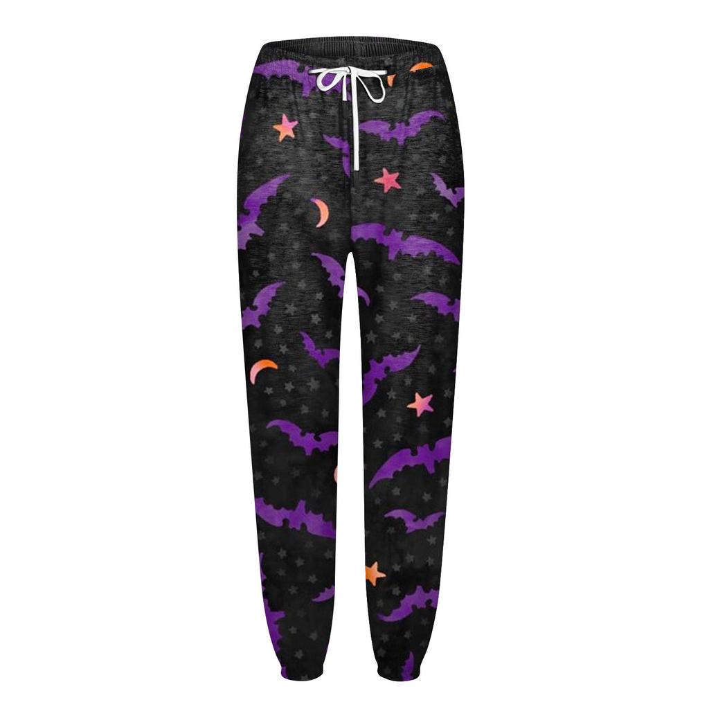 Women's Casual Fashion Halloween Printed Leisure Pants Sweatpants Trousers Drawstring Elastic Waist Drawstring Drawstring Pants