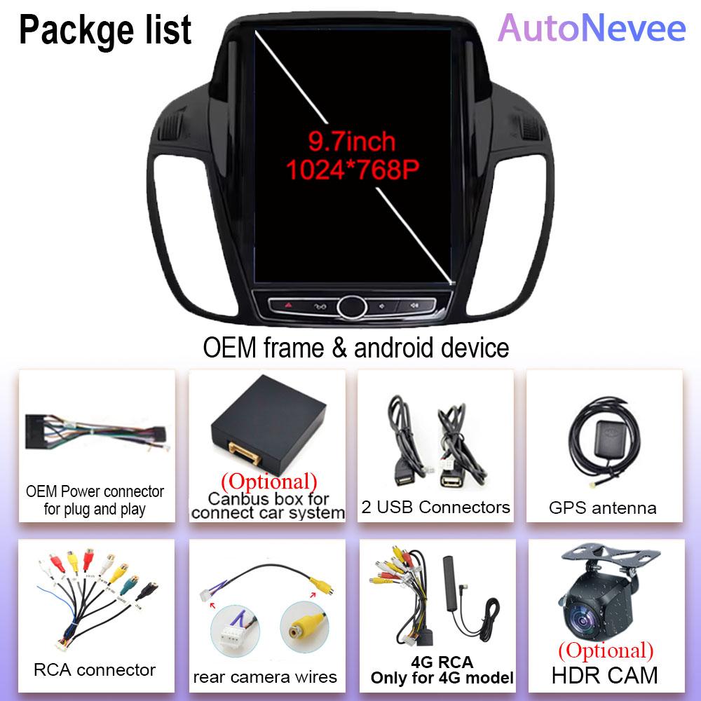 9,7-дюймовый Android для Ford KUGA C-max Escape 2013 - 2015 Автомагнитола Авто Мультимедийный Плеер GPS Навигация Carplay 5G WIFI Не 2Din