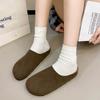 Fashion Faux Suede Flat Slippers Women New 2024 Autumn Vintage Close Toe Mules Shoes Woman Soft Sole Cork Slides Outdoor Slippers
