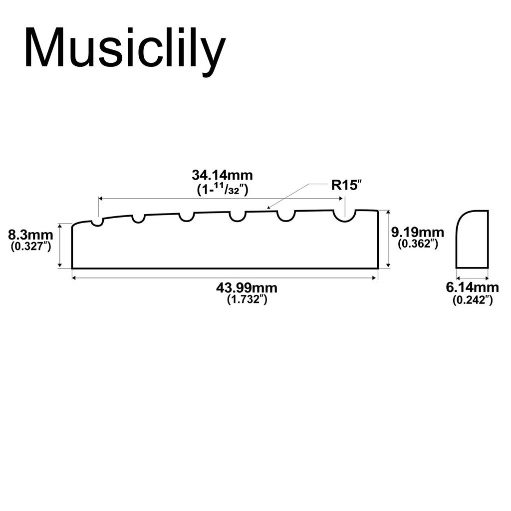 Musiclily Pro String Groove Beef Bone Nut Bone Nut 6 струн LP для электрогитары Ivory 43,99 мм до 2014 года выпуска/акустической гитары, (Набор 2)
