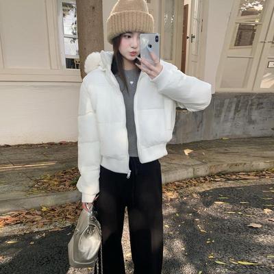 Осень-зима, утепленная теплая парка, женская повседневная милая однотонная Свободная куртка с капюшоном и большим карманом, верхняя одежда