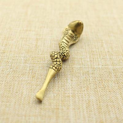 Ретро латунная брелок-ложка для ушей, кулон, инструмент для выкапывания змеиных ушей, латунное кольцо для ключей, кулон, инструмент для чистки ушей, многоразовый очиститель ушей