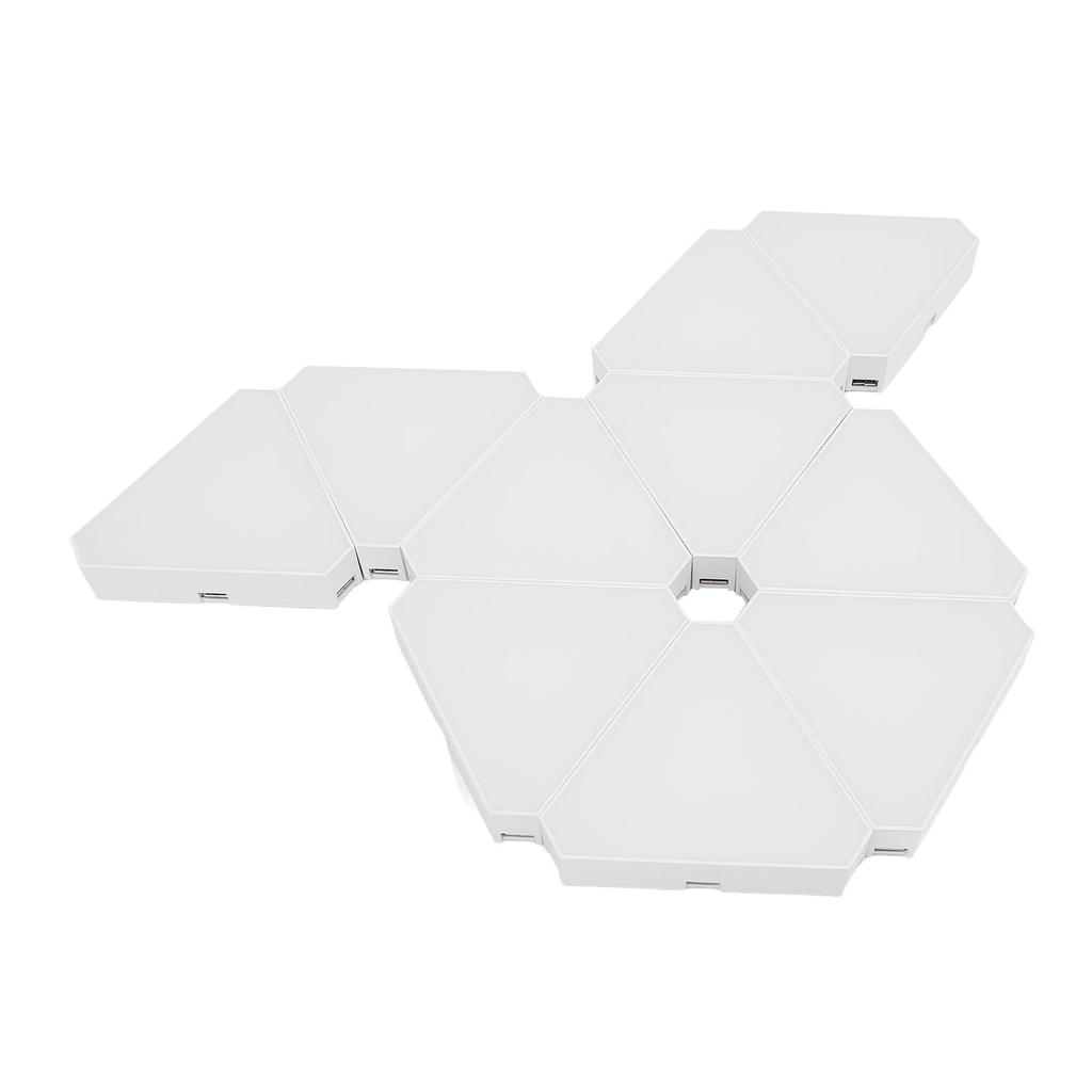 10 комплектов светодиодных панелей RGB с треугольным соединением, декоративная лампа, синхронизация музыки через приложение BT и пульт дистанционного управления C