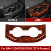For Dodge RAM 1500 2500 3500 2019-2026.Car Center Armrest Rear Cup Holder Panel.Wood Grain Interior Sticker.ABS Accessories. WW7