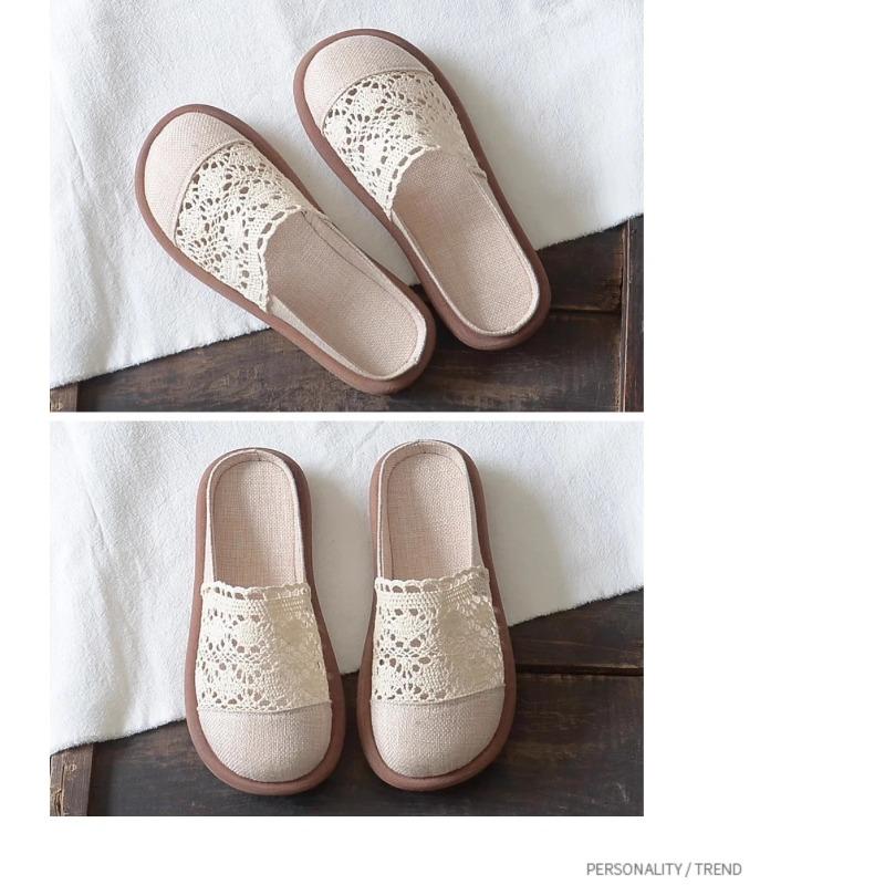 Мода 2025Женские художественные бохо сандалии из кружева и сетки - Винтажный ретро стиль, Универсальные мюли с закрытым носком и ремешком на пятке с вырезами