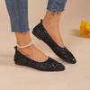 Plus Size Fashion Sequins Flat Shoes for Women 2024 New Pointed Toe Shallow Boat Shoes Woman Lightweight Soft Sole Casual Shoes