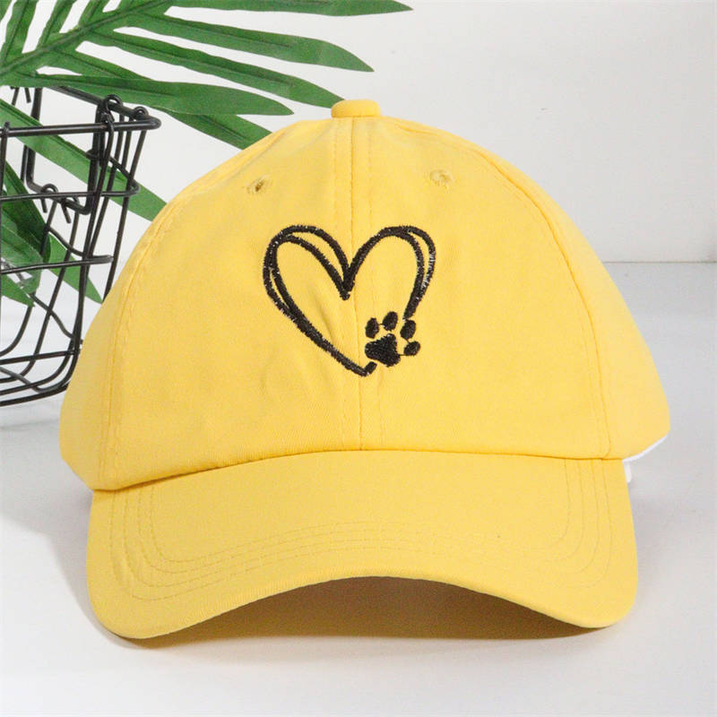 Soft Top Casual Sunshade Baseball Caps All-Match Cute Love Paw Print Wide Brim