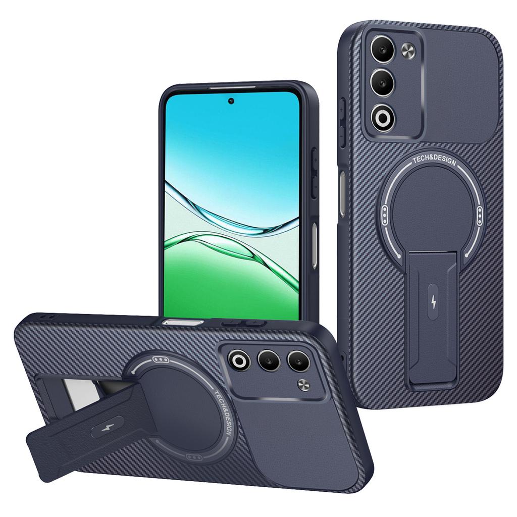 Для Oppo A5 5G Чехол Текстура углеродного волокна PC+TPU Чехол для телефона с подставкой