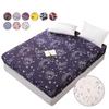 Super Waterproof Bedding Fitted Sheet Printing Mattress Protector Cover Non-slip Bed Linens with Elastic Band Breathable Mattress Protector