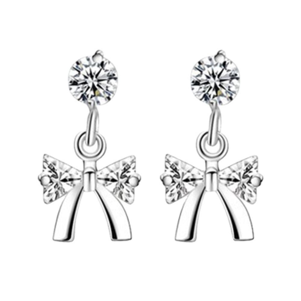 Elegant Silver Bow Earrings for Women Dainty Butterfly Knot Studs Fashion Jewelry