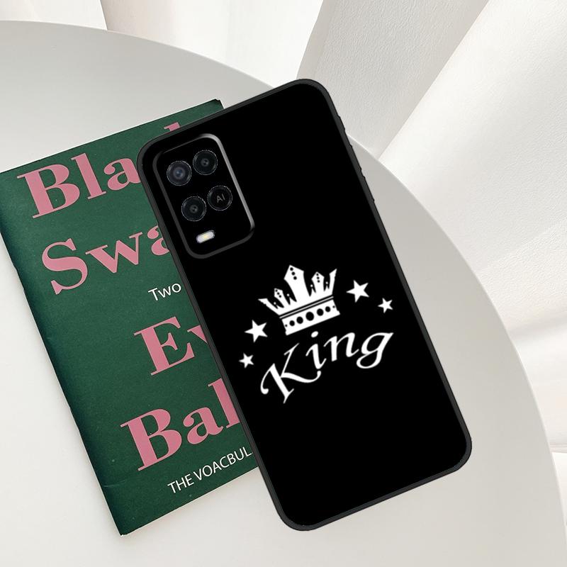 Чехол-пара с коронами QUEEN & KING для Oppo A96 A76 A16 A15 A17 A52 A72 A54S A57S A58 A78 A98 A57 A77 A54 A74 A94