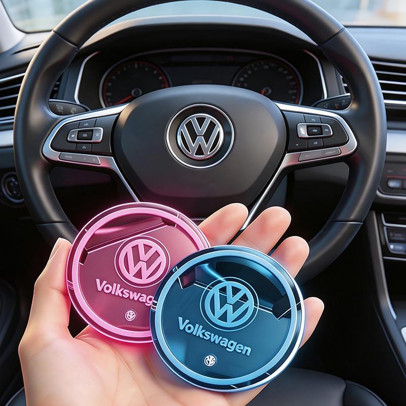 2Pcs Touch RGB LED Car Cup Holder Pad Coaster Accessories For VW GTI Polo Golf MK6 Passat B6 Tiguan Arteon Jetta T-ROC ID.4 CC zk4