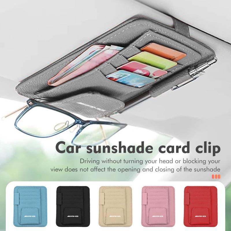 BLZ3 Car Sun Visor Glasses Clip Card Ticket Holder Accessories For Mercedes Benz AMG C180 C300 W124 W176 W177 C200 C260 GLC CLE CLA