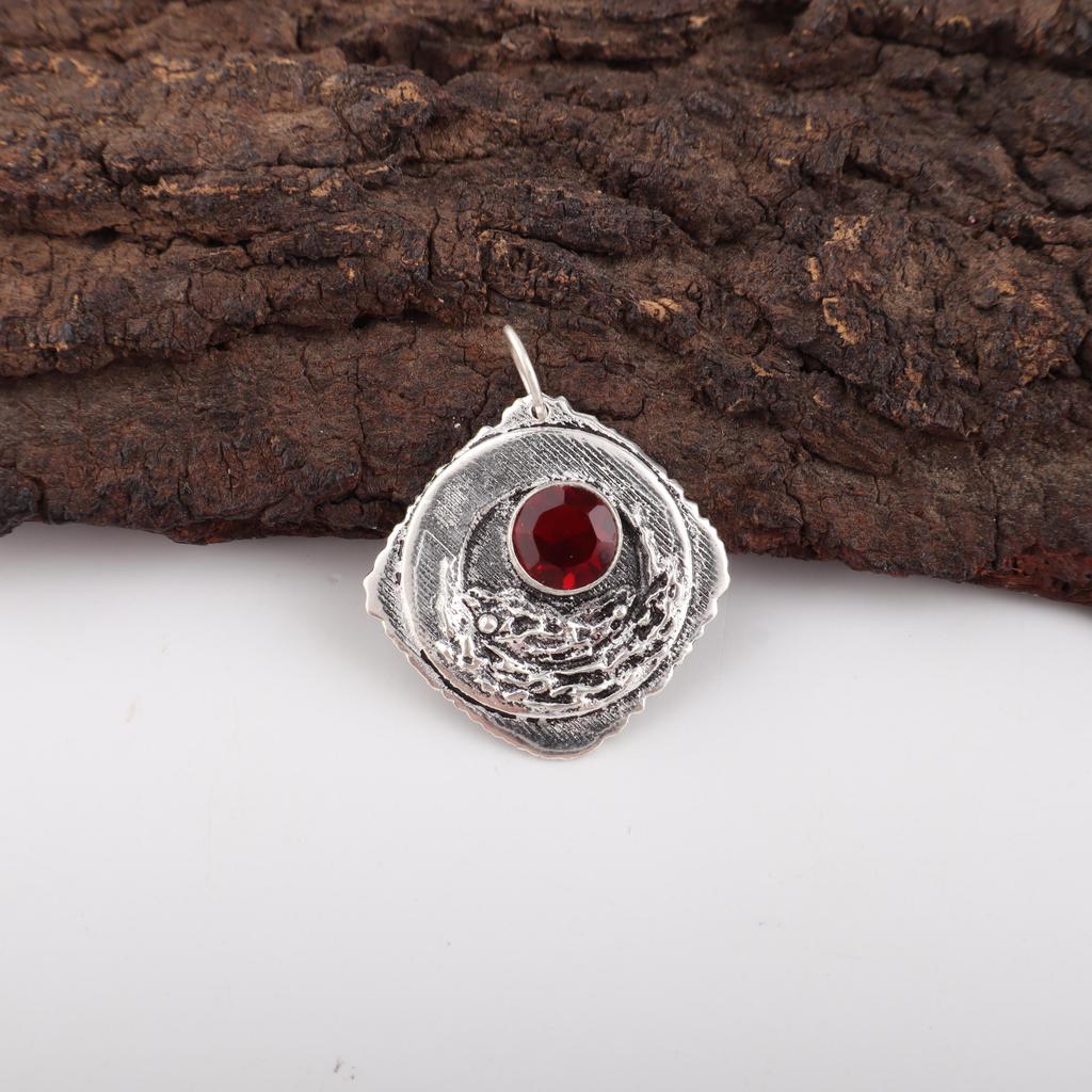 Red Garnet Jewelry, 925 Solid Sterling Silver Pendant, Handmade Gemstone Jewelry Pendant For Memorial Day