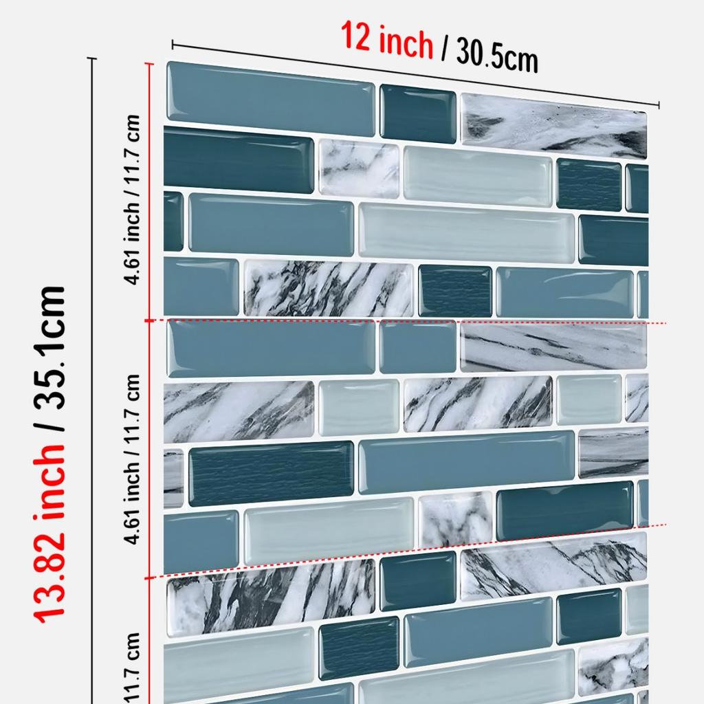 12Pc Imitation Tile Kitchen And Bathroom Sticker Marble Pattern Wall Sticker Self-Adhesive Oil-Proof And Anti-Fouling Kitchen Sticker