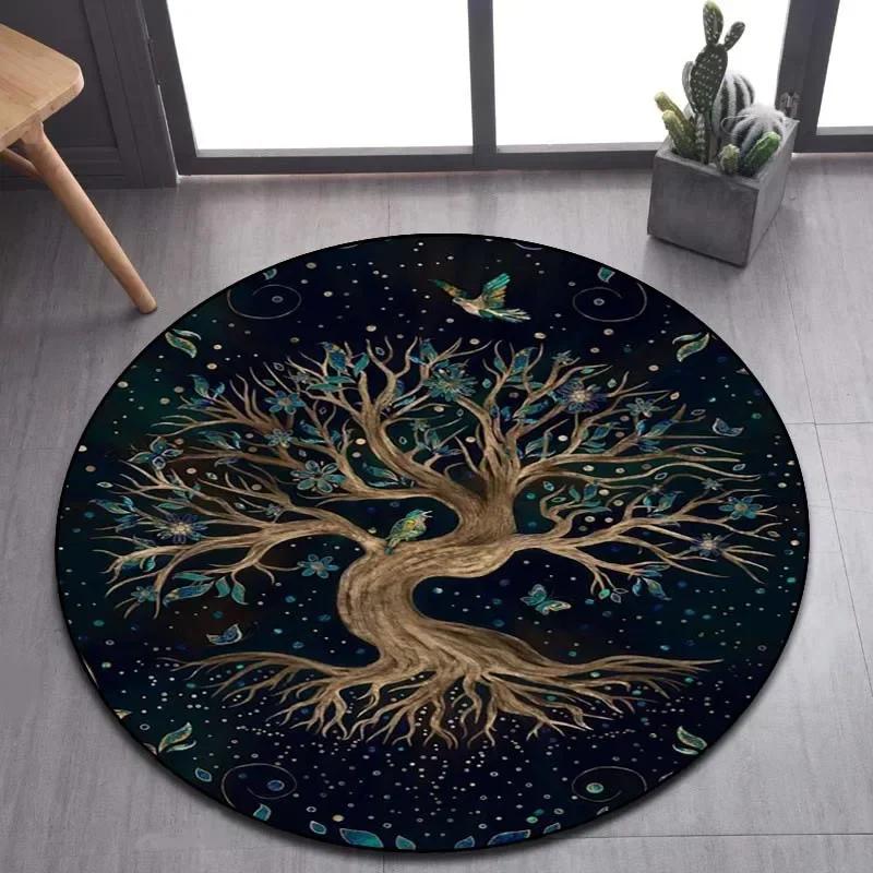 Viking Valknut Yggdrasil Tree of Life круглый ковер, ковер для гостиной, спальни, дивана, декор игровой комнаты, нескользящий напольный коврик
