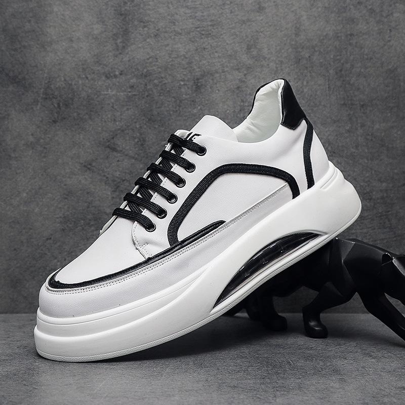 Четыре сезона, белые туфли, мужская модная обувь, подходящая по цвету, на воздушной подушке, с мягкой подошвой, с низким верхом, универсальная спортивная и повседневная обувь