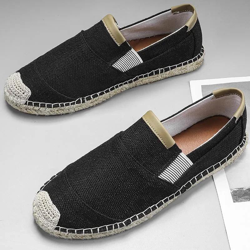 Мужские эспадрильи, мужская дышащая парусиновая повседневная обувь, мужские мокасины, мужская плетеная соломенная обувь ручной работы, мужские кроссовки для ходьбы