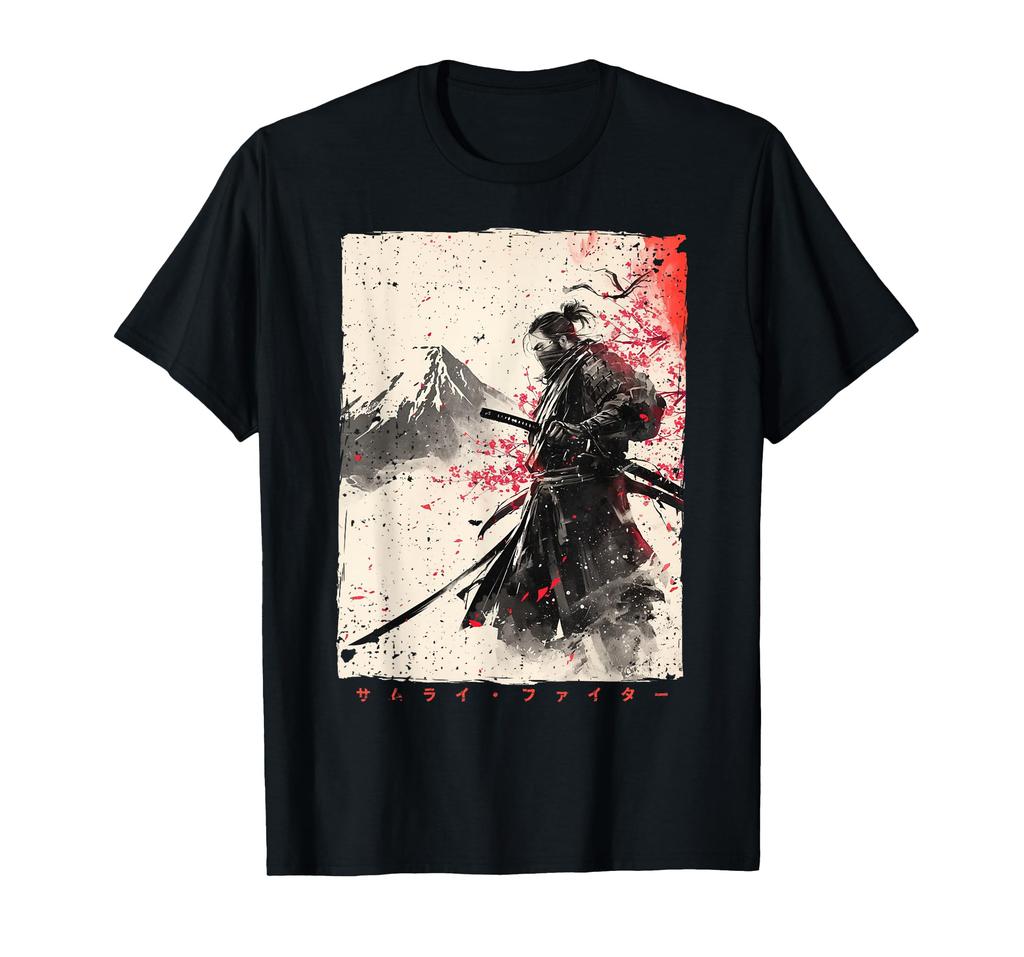 Japanese Samurai Fighter Ukiyo Samurai Sumi-e T-Shirt