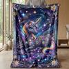 Rainbow Mane Black Unicorn Theme blanket Lightweight Warm Flannel Blanket Decorative Throw Blanket for Home Decoration