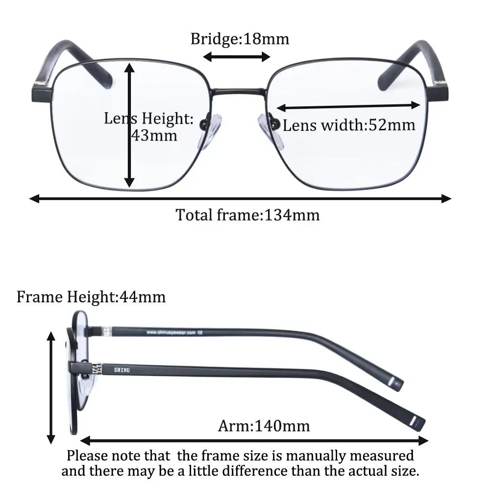 SHINU Blue Light Blocking Multifocus Progressive Reading Glasses Men Progressive Multifocal Lens Small Size 134mm