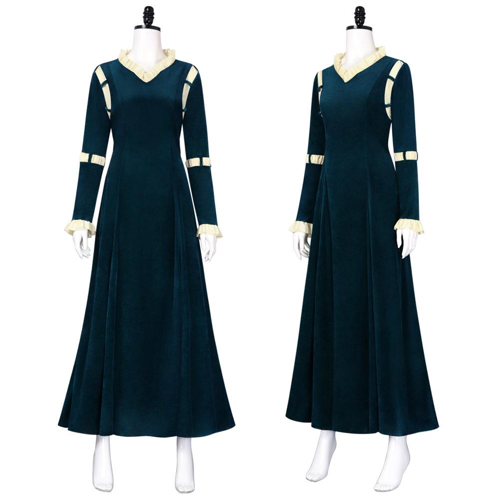 Princess Merida Cosplay Dress Brave Merida Costume for Girls Halloween Long Dress Party Outfit