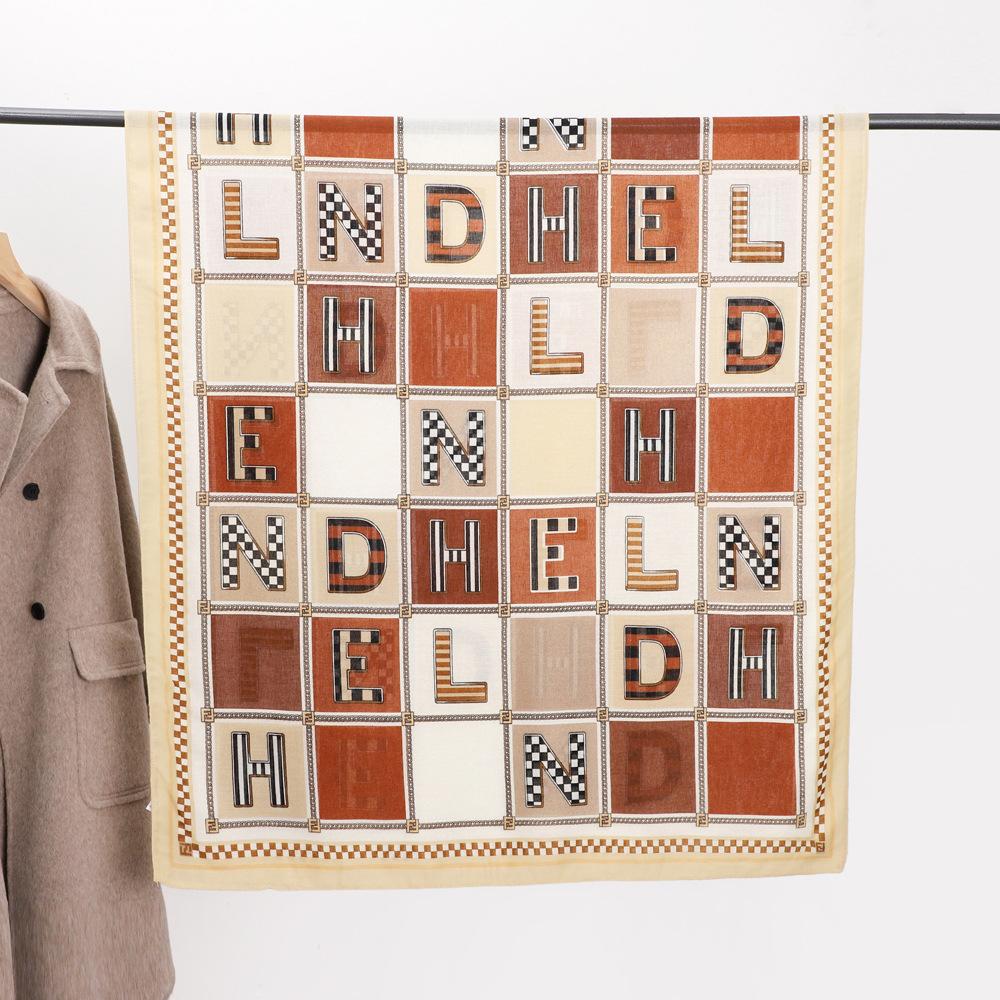 New Cotton and Linen Letters Printed Scarf Beach Sunscreen Scarf Air Conditioning Scarf Autumn and Winter Warm Ladies Silk Scarf