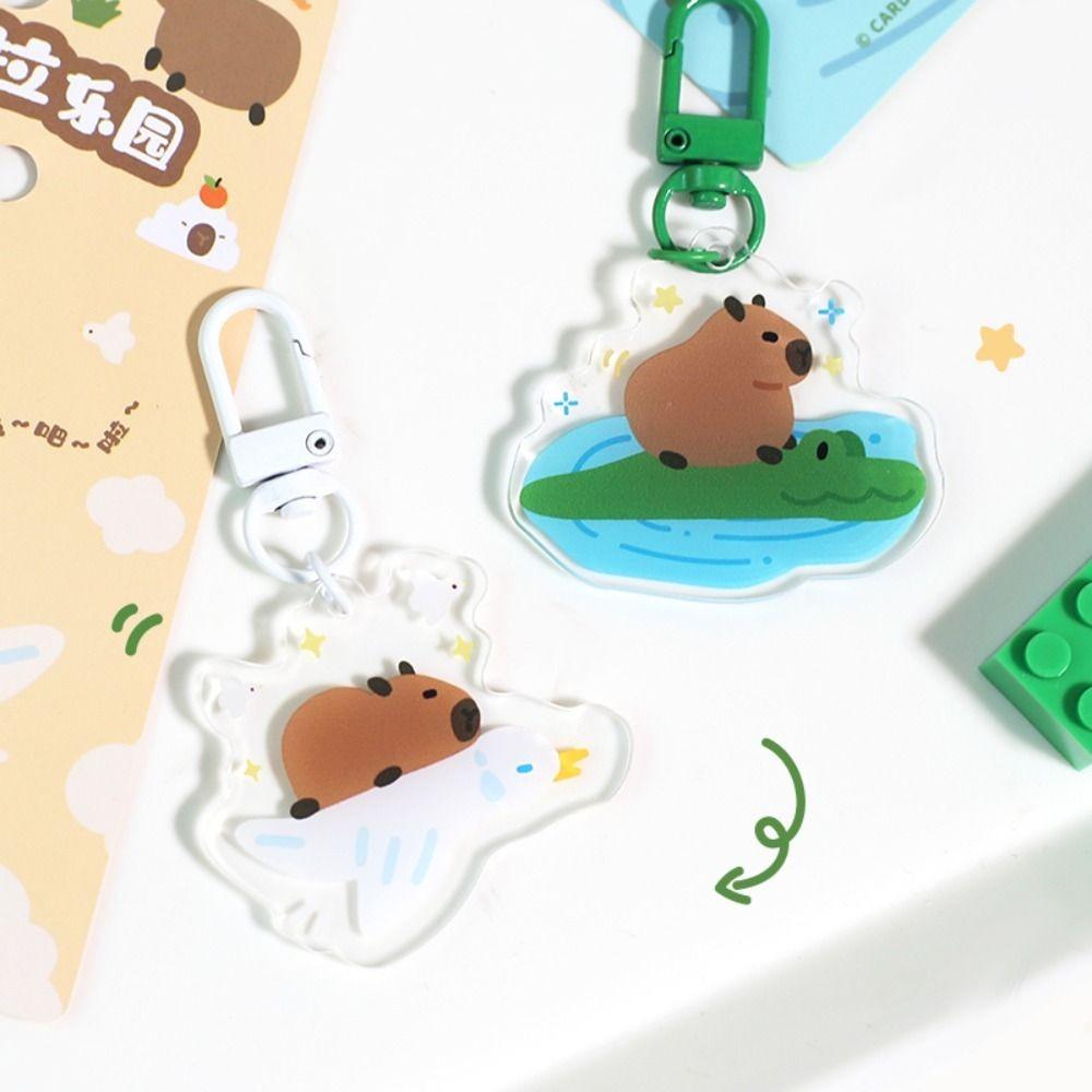 Capybara Capybara Keychain Acrylic Kapibara Pendant Cartoon Capibara Bag Hanging  Hanging Accessory