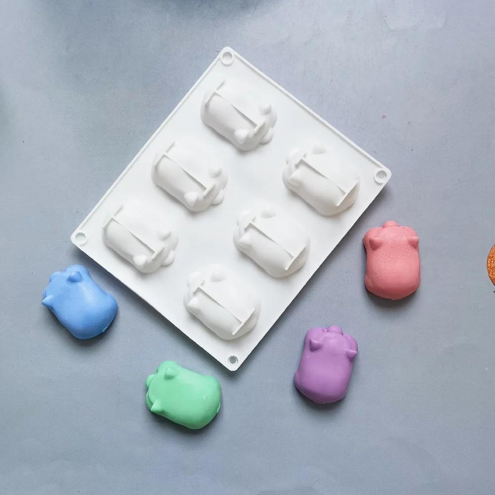 6 отверстий в форме поросенка, желе, силиконовые формы, поросенок, шоколад, поросенок, животные, свинья, ароматизированные свечи, формы, мультяшная смола, декор для детской комнаты