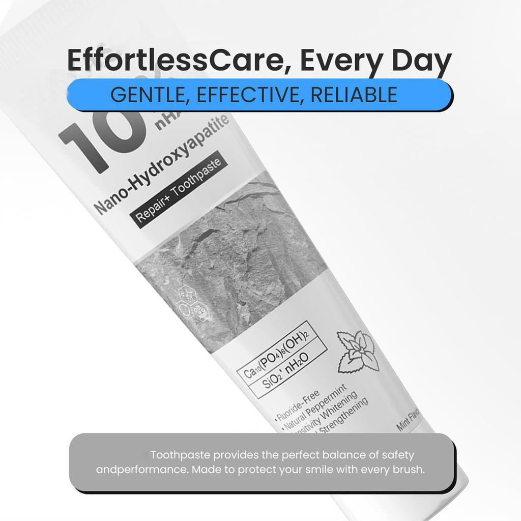 Зубная паста с нано-гидроксиапатитом 10% гидроксиапатита подходит для чувствительных зубов, отбеливающая | без фторида, мятная, для взрослых, для ухода за полостью рта детей