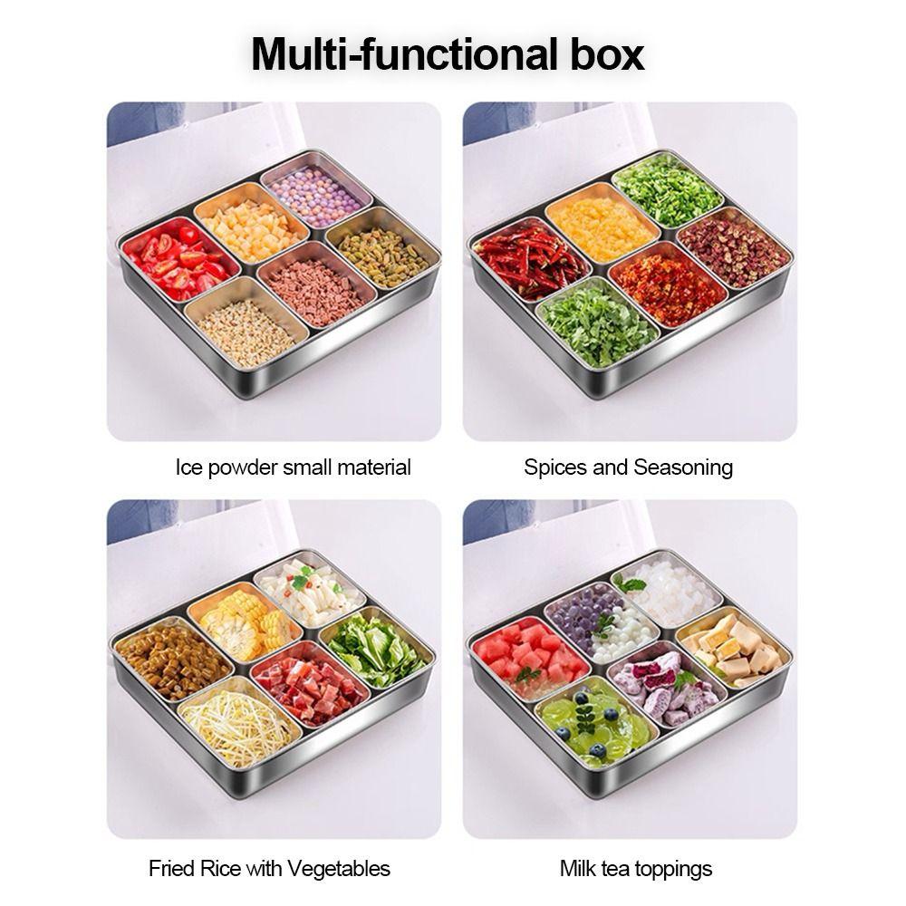 Rust-proof Seasoning Box 6/8 Grids Food Preparation Box Durable Dessert Ingredient Box