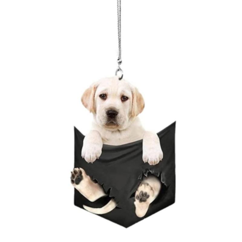 2D милый кот щенок автомобиль подвесной каменный котенок собака имитация модели креативный декор интерьера автомобиля животное акриловый кулон детская игрушка в подарок