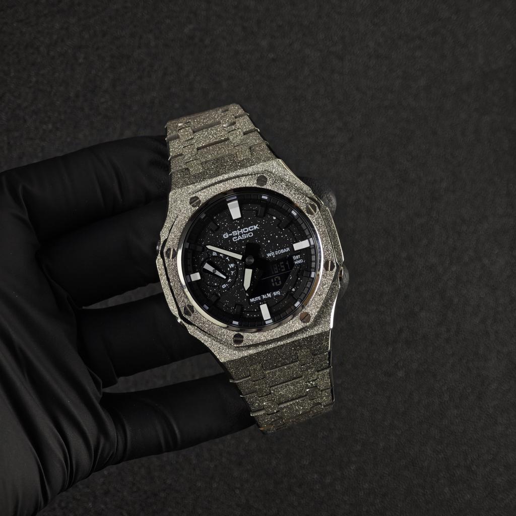 Casio Специальная коллекция GA2100 Кварцевый механизм Стальной ремешок Часы Унисекс Черный циферблат GA-2100SKE-7A(Часы1--)