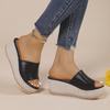 Fashion 2025 Summer Chunky Platform Slippers for Women Pu Leather Wedges High Heel Sandals Woman Plus Size 36-43 Beach Sandles Female