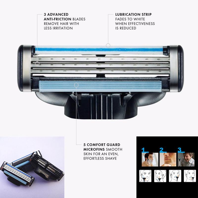 4Pcs Compatible MACH Manual Three-layer Razor Blade Shaver for Men's Razors Tool Holders